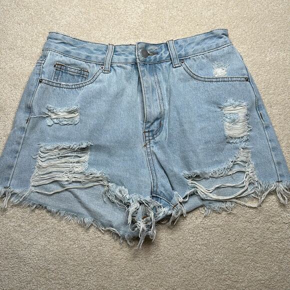 SHEIN: Distressed Denim Light Wash Shorts - Picture 1 of 6